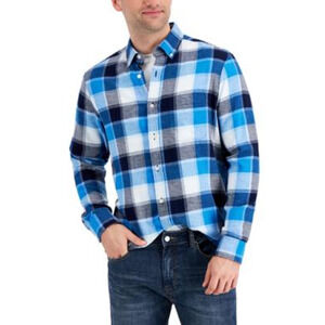 Club Room Men Regular Fit Flannel Shirt Med Sapphire Size XL